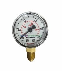 Ø50mm 0-2,5 Bar G1/4'' inç Alttan Bağlantılı Genel Amaçlı Kurutip Manometre, Basınç Göstergesi CL2,5 PAKKENS