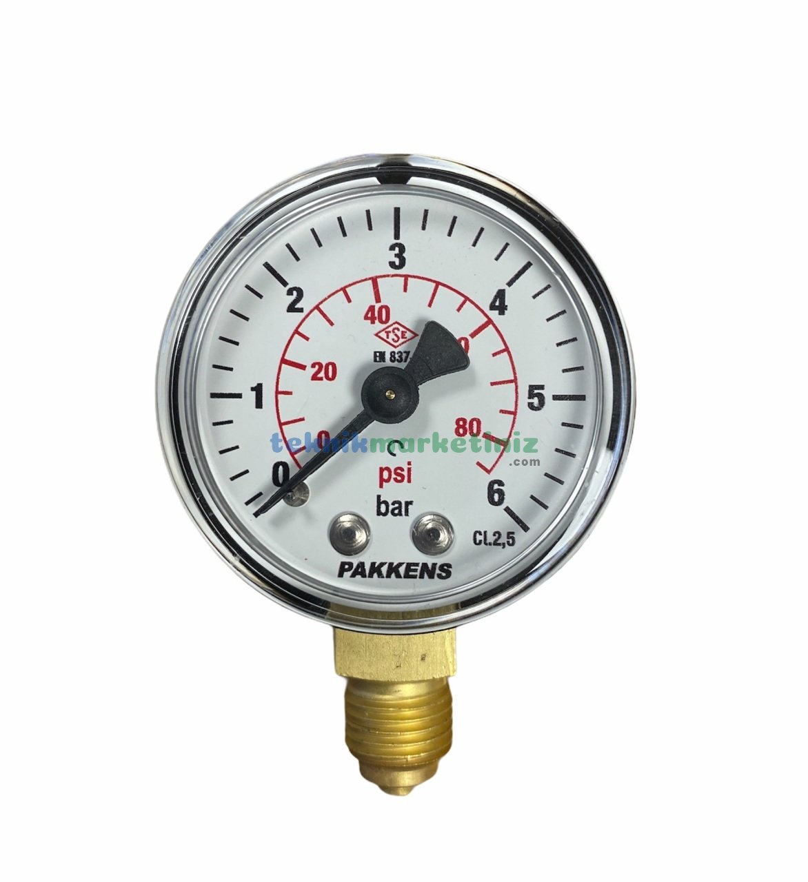 Ø50mm 0-6 Bar G1/4'' inç Alttan Bağlantılı Genel Amaçlı Kurutip Manometre, Basınç Göstergesi CL2,5 PAKKENS