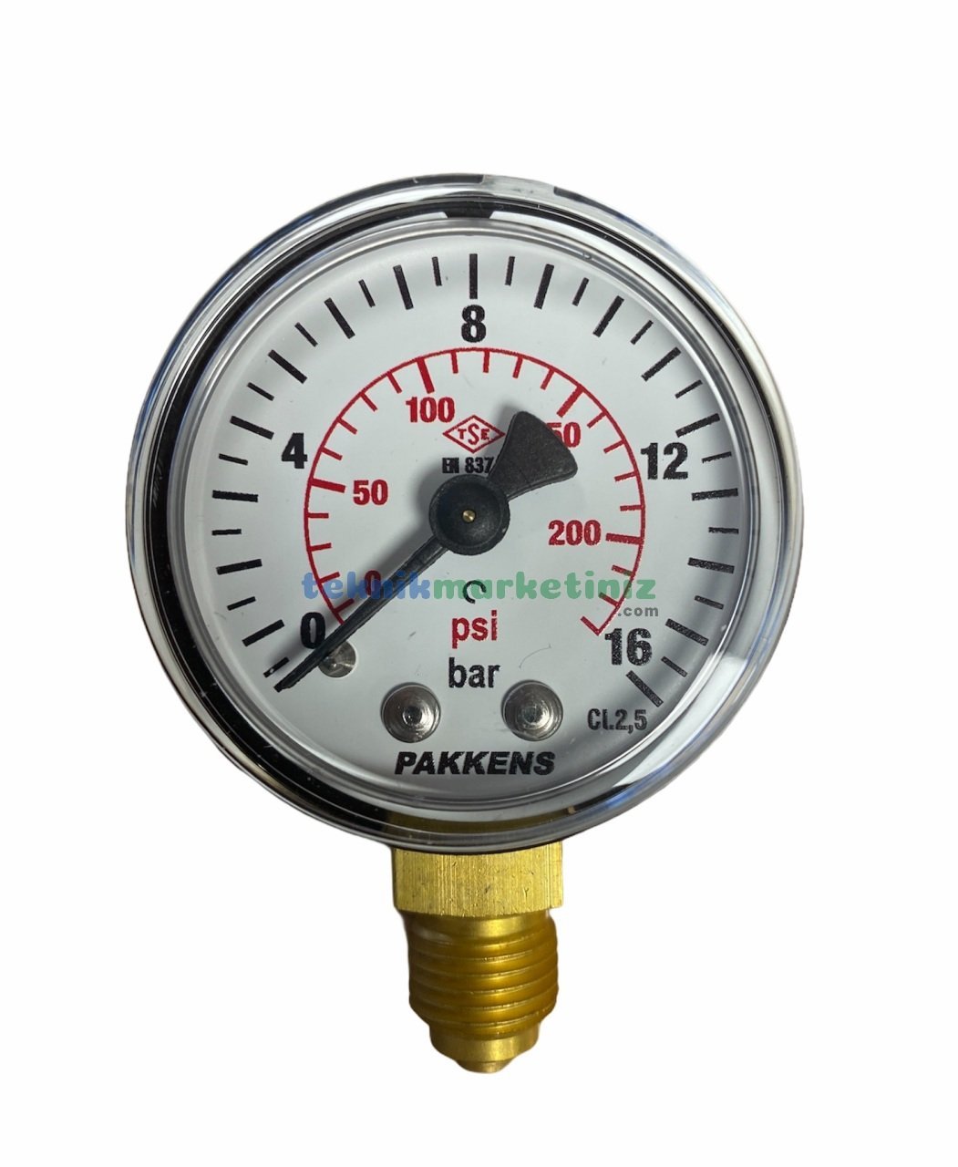 Ø50mm 0-16 Bar G1/4'' inç Alttan Bağlantılı Genel Amaçlı Kurutip Manometre, Basınç Göstergesi CL2,5 PAKKENS
