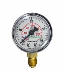 Ø50mm 0-40 Bar G1/4'' inç Alttan Bağlantılı Genel Amaçlı Kurutip Manometre, Basınç Göstergesi CL2,5 PAKKENS