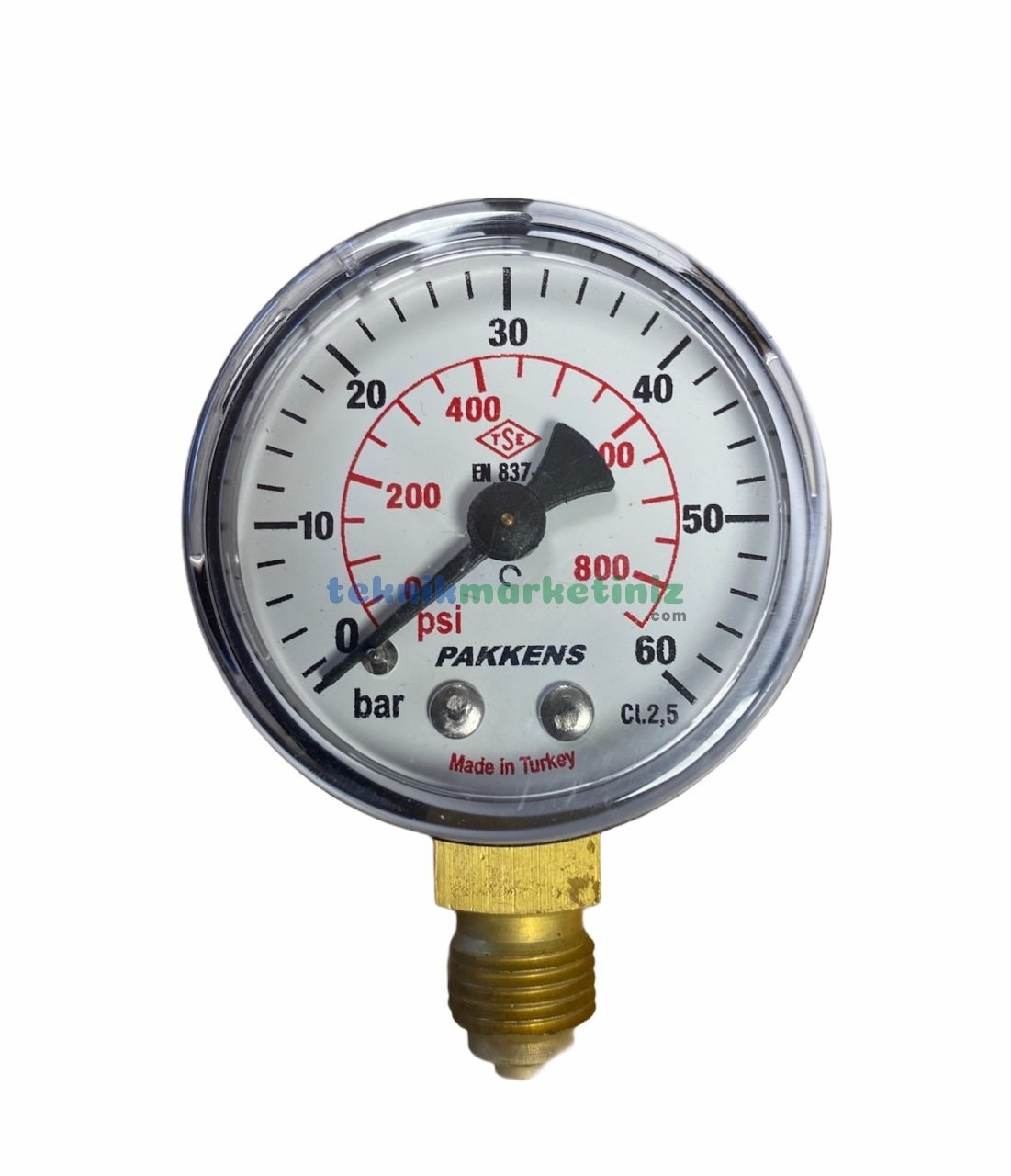 Ø50mm 0-60 Bar G1/4'' inç Alttan Bağlantılı Genel Amaçlı Kurutip Manometre, Basınç Göstergesi CL2,5 PAKKENS