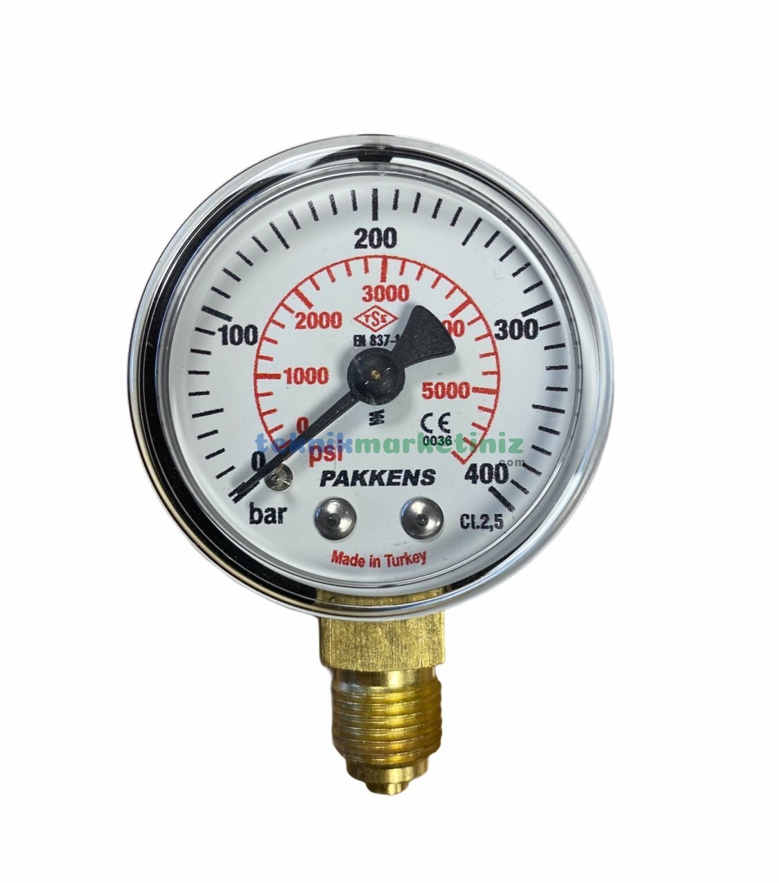 Ø50mm 0-400 Bar G1/4'' inç Alttan Bağlantılı Genel Amaçlı Kurutip Manometre, Basınç Göstergesi CL2,5 PAKKENS