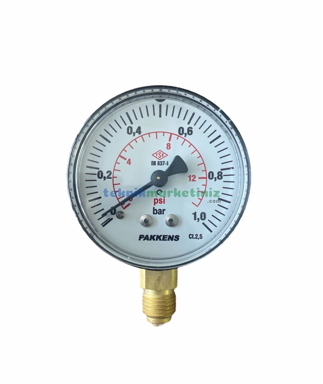 Ø63mm 0-1 Bar G1/4'' inç Alttan Bağlantılı Genel Amaçlı Kurutip Manometre, Basınç Göstergesi CL2,5 PAKKENS