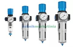 1'' Metal Gövde Festo Tip Pnömatik Tekli Filtre+Regülatör, Hava Basınç Ayar Filtreli Regülatörü DFR Serisi P1 Max : 16 Bar