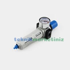 1'' Metal Gövde Festo Tip Pnömatik Tekli Filtre+Regülatör, Hava Basınç Ayar Filtreli Regülatörü DFR Serisi P1 Max : 16 Bar