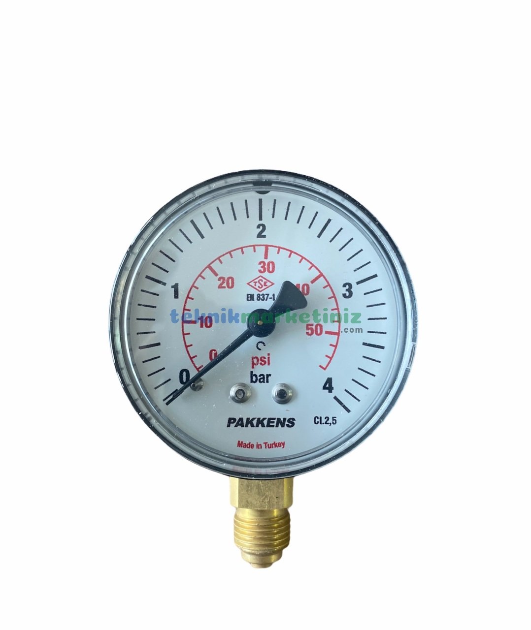 Ø63mm 0-4 Bar G1/4'' inç Alttan Bağlantılı Genel Amaçlı Kurutip Manometre, Basınç Göstergesi CL2,5 PAKKENS