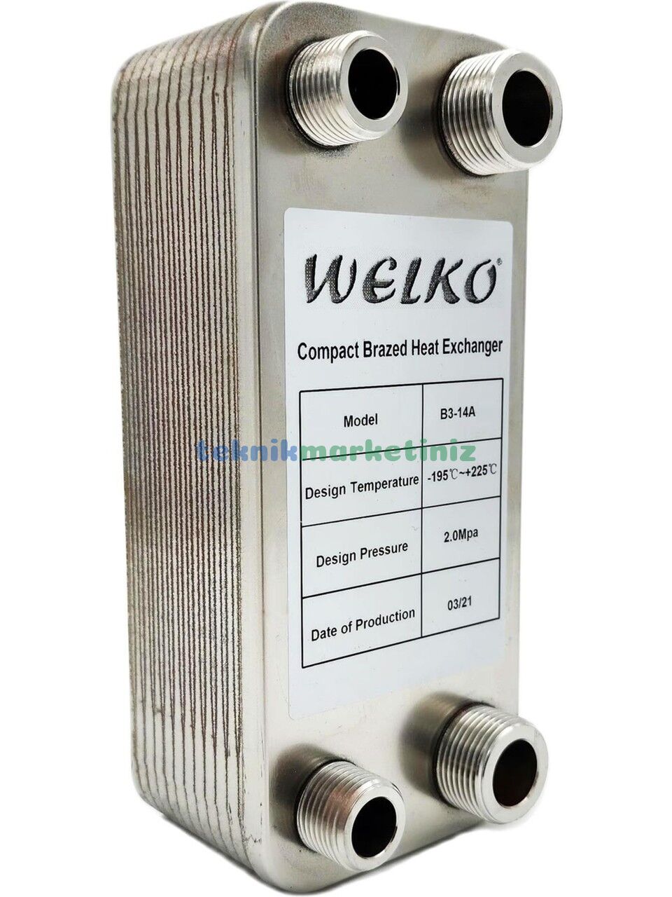 28 Plakalı 550 Lt/saat 1/2'' - 3/4'' Dişli, Kaynak Plakalı Isı Eşanjörü