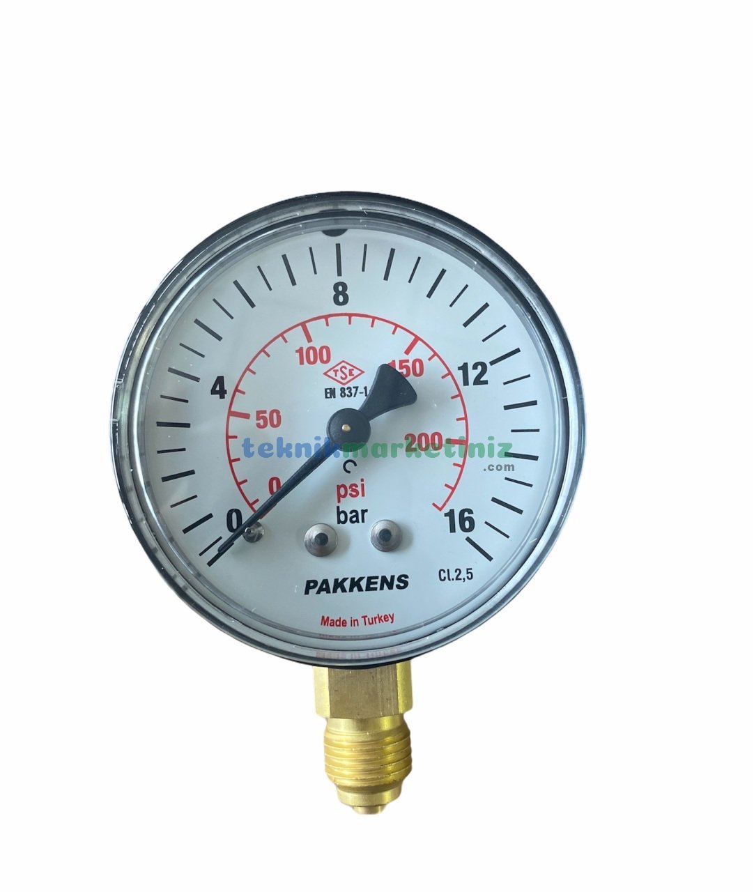 Ø63mm 0-16 Bar G1/4'' inç Alttan Bağlantılı Genel Amaçlı Kurutip Manometre, Basınç Göstergesi CL2,5 PAKKENS