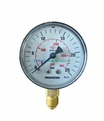 Ø63mm 0-25 Bar G1/4'' inç Alttan Bağlantılı Genel Amaçlı Kurutip Manometre, Basınç Göstergesi CL2,5 PAKKENS