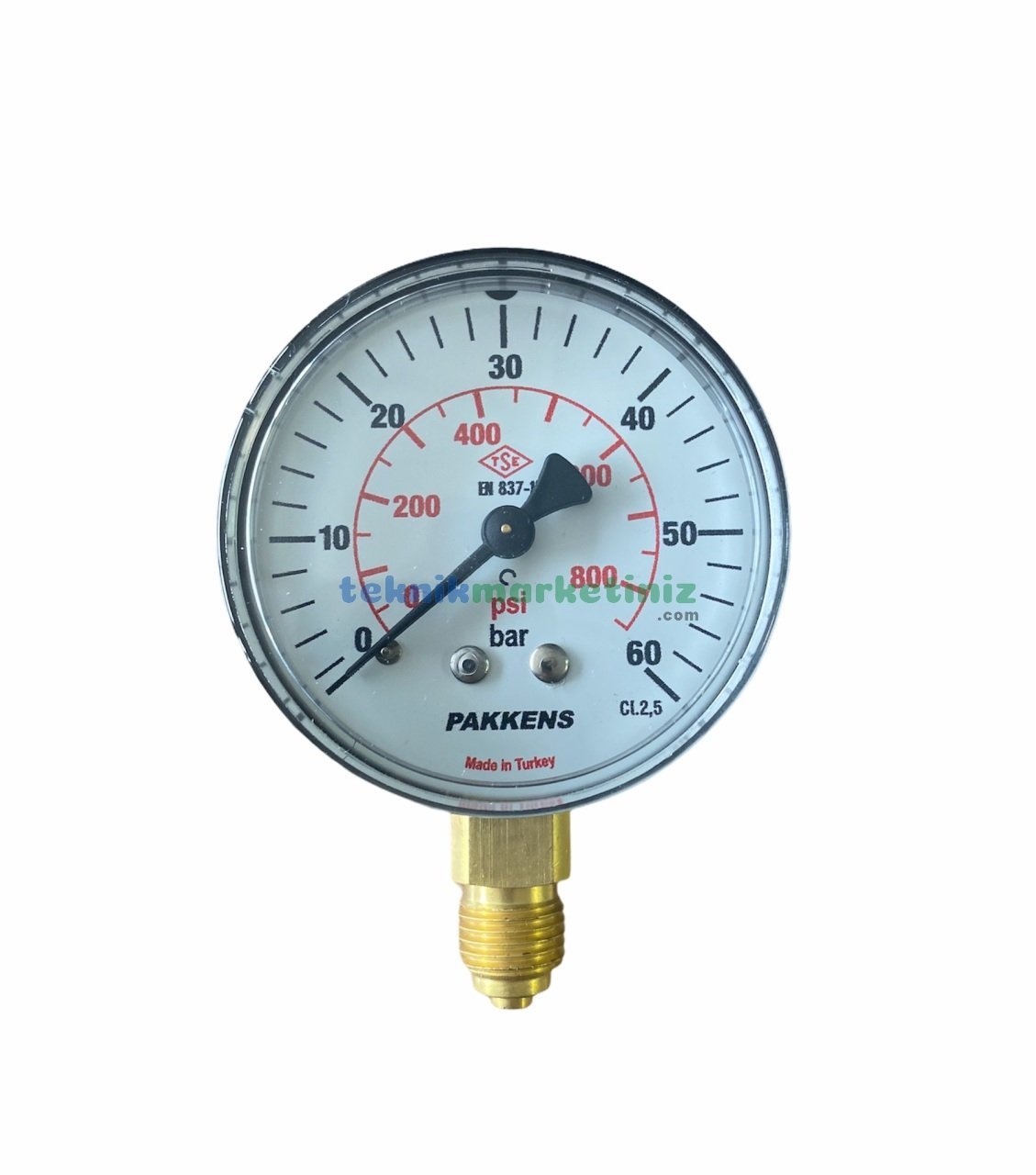 Ø63mm 0-60 Bar G1/4'' inç Alttan Bağlantılı Genel Amaçlı Kurutip Manometre, Basınç Göstergesi CL2,5 PAKKENS