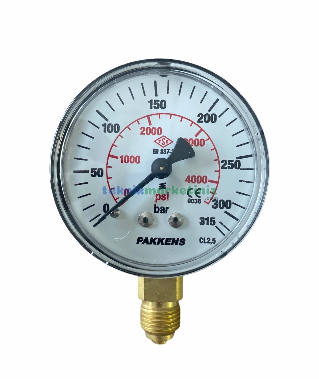 Ø63mm 0-315 Bar G1/4'' inç Alttan Bağlantılı Genel Amaçlı Kurutip Manometre, Basınç Göstergesi CL2,5 PAKKENS