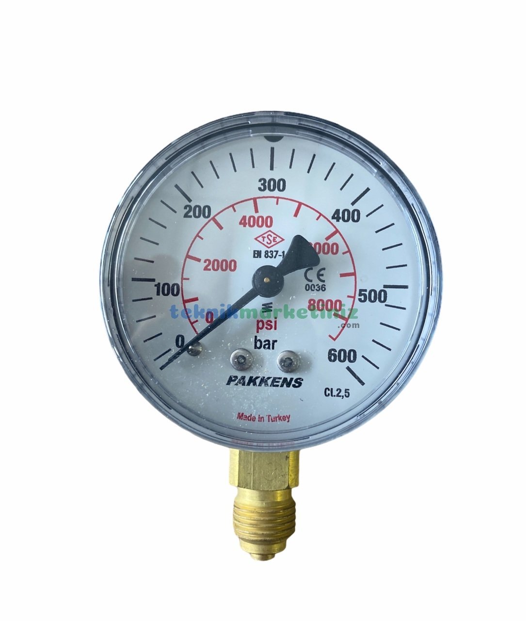 Ø63mm 0-600 Bar G1/4'' inç Alttan Bağlantılı Genel Amaçlı Kurutip Manometre, Basınç Göstergesi CL2,5 PAKKENS