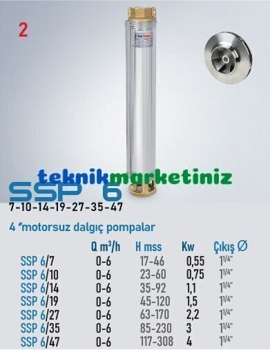 4'' MOTORSUZ DERİN KUYU DALGIÇ POMPA GÖVDESİ SSP 6/47