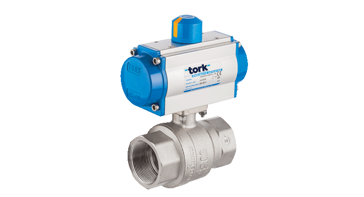 TORK-PAV 901 ÇİFT ETKİLİ PNÖMATİK AKTÜATÖRLÜ PİRİNÇ 2 YOLLU  KÜRESEL VANALAR ( DİŞLİ- ON-OFF )