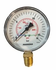 Ø100mm 0-16 Bar G1/2'' inç Alttan Bağlantılı Genel Amaçlı Kurutip Manometre, Basınç Göstergesi CL2,5 PAKKENS
