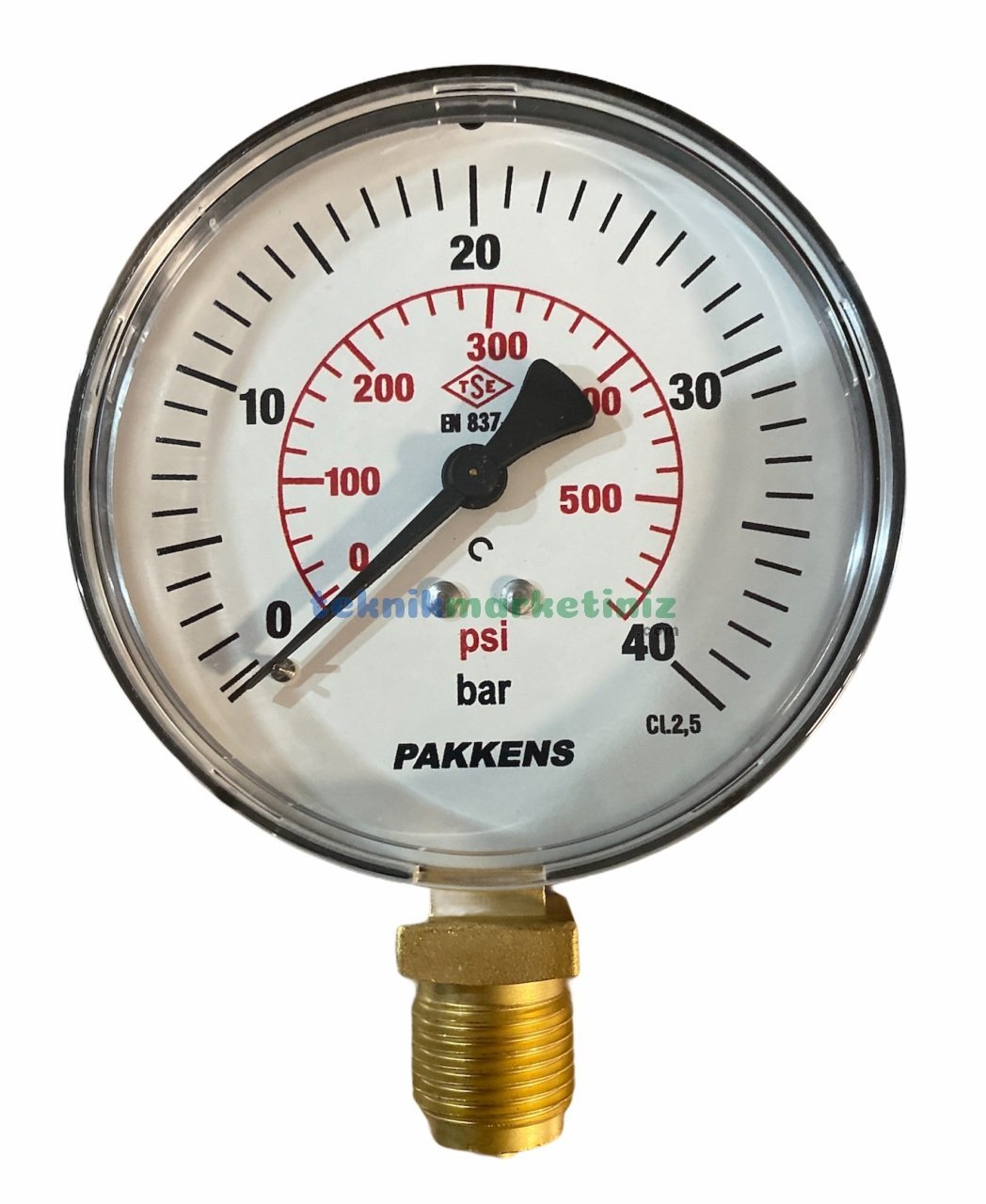 Ø100mm 0-40 Bar G1/2'' inç Alttan Bağlantılı Genel Amaçlı Kurutip Manometre, Basınç Göstergesi CL2,5 PAKKENS