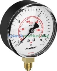 Ø100mm 0-40 Bar G1/2'' inç Alttan Bağlantılı Genel Amaçlı Kurutip Manometre, Basınç Göstergesi CL2,5 PAKKENS