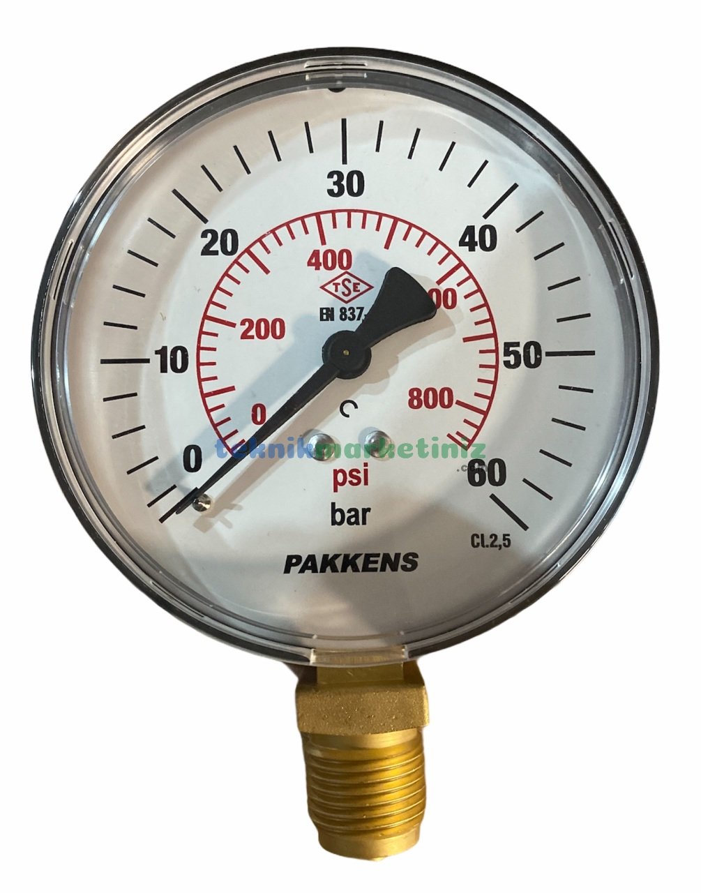 Ø100mm 0-60 Bar G1/2'' inç Alttan Bağlantılı Genel Amaçlı Kurutip Manometre, Basınç Göstergesi CL2,5 PAKKENS