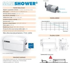 Sanishower 2 Ünite Girişli, Duş Kabini ve Lavabo Pis Suları Tahliye Pompası