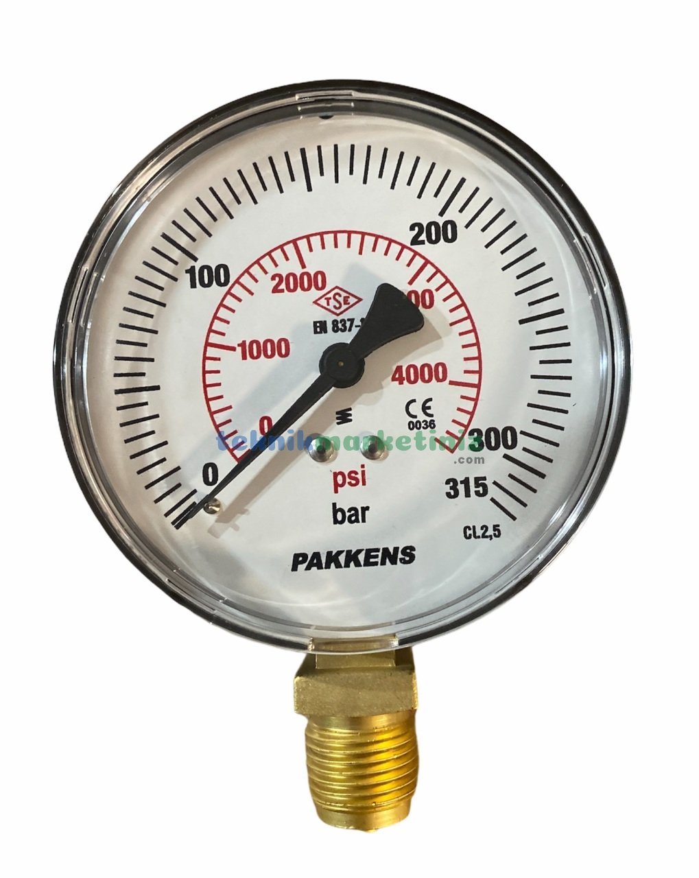 Ø100mm 0-315 Bar G1/2'' inç Alttan Bağlantılı Genel Amaçlı Kurutip Manometre, Basınç Göstergesi CL2,5 PAKKENS