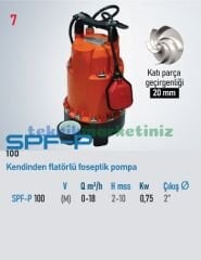 SPF P 100 1HP Termikli Panolu, Kendinden Flatörlü Döküm Çarklı Foseptik Dalgıç Pompası 2'' çıkışlı STAR POMPA