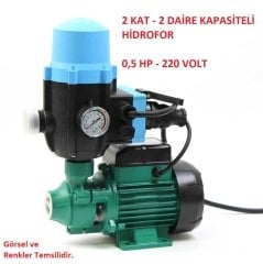 2 Kat - 2 Daire Kapasiteli Hidromatlı Paket Hidrofor 40mSS - 2,5 m3/saat 220 Volt 0,5 HP Preferikal Pompalı