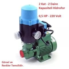 2 Kat - 2 Daire Kapasiteli Hidromatlı Paket Hidrofor 40mSS - 2,5 m3/saat 220 Volt 0,5 HP Preferikal Pompalı