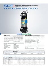 SPF 150/2 1,5HP Panolu (BIÇAKSIZ) Kendinden Flatörlü Pis Su, Foseptik Dalgıç Pompası STAR POMPA