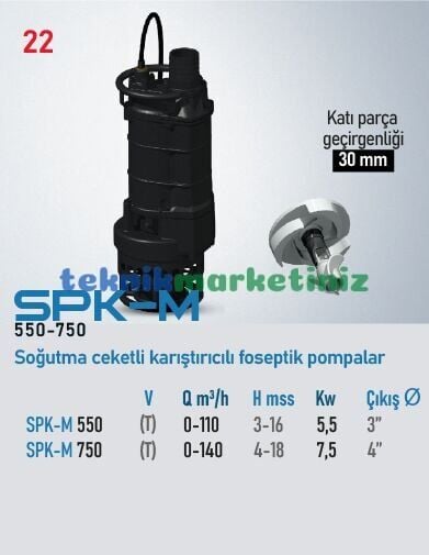 SPK-M 750 10HP Karıştırıcılı, Soğutma Ceketli Pis Su, Foseptik Dalgıç Pompası STAR POMPA