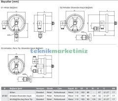 Ø100mm 0/600 Bar Alttan Bağlantılı ÇİFT Elektrik Kontaklı Hassas Manometre, Basınç Ölçer IP65 Kurutip G1/2'' CL1,0 PAKKENS
