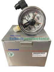 Ø100mm 0/600 Bar Alttan Bağlantılı ÇİFT Elektrik Kontaklı Hassas Manometre, Basınç Ölçer IP65 Kurutip G1/2'' CL1,0 PAKKENS