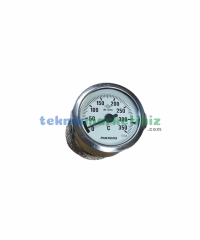 ÇAP Ø60mm PAKKENS KABLOLU GÖSTERGELİ SICAKLIK ÖLÇER, Bİ-METAL TERMOMETRE Panotip Arkadan Bağlantılı - 0/350 C° - 2 Metre