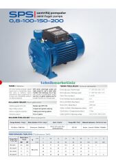 SPS 100 1,5HP Santrifüj Pompa H(max):34mSS, Debi(Max):6m3/saat STAR POMPA