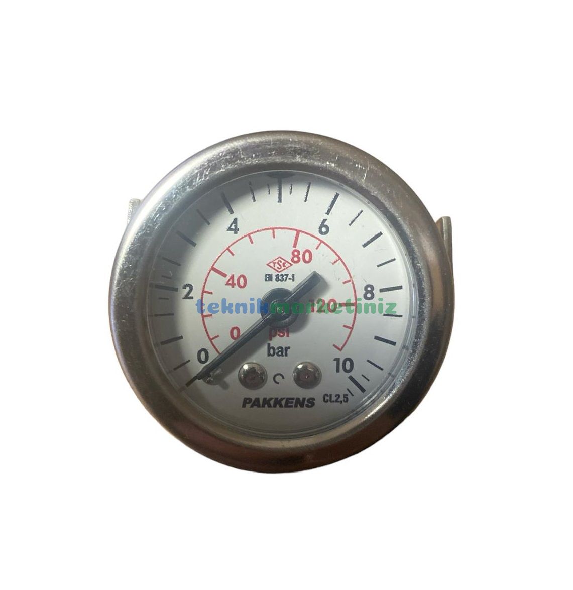 Ø40mm 0-10 Bar G1/8'' inç Panotip Arkadan Bağlantılı Genel Amaçlı Kurutip Manometre, Basınç Göstergesi CL2,5 PAKKENS