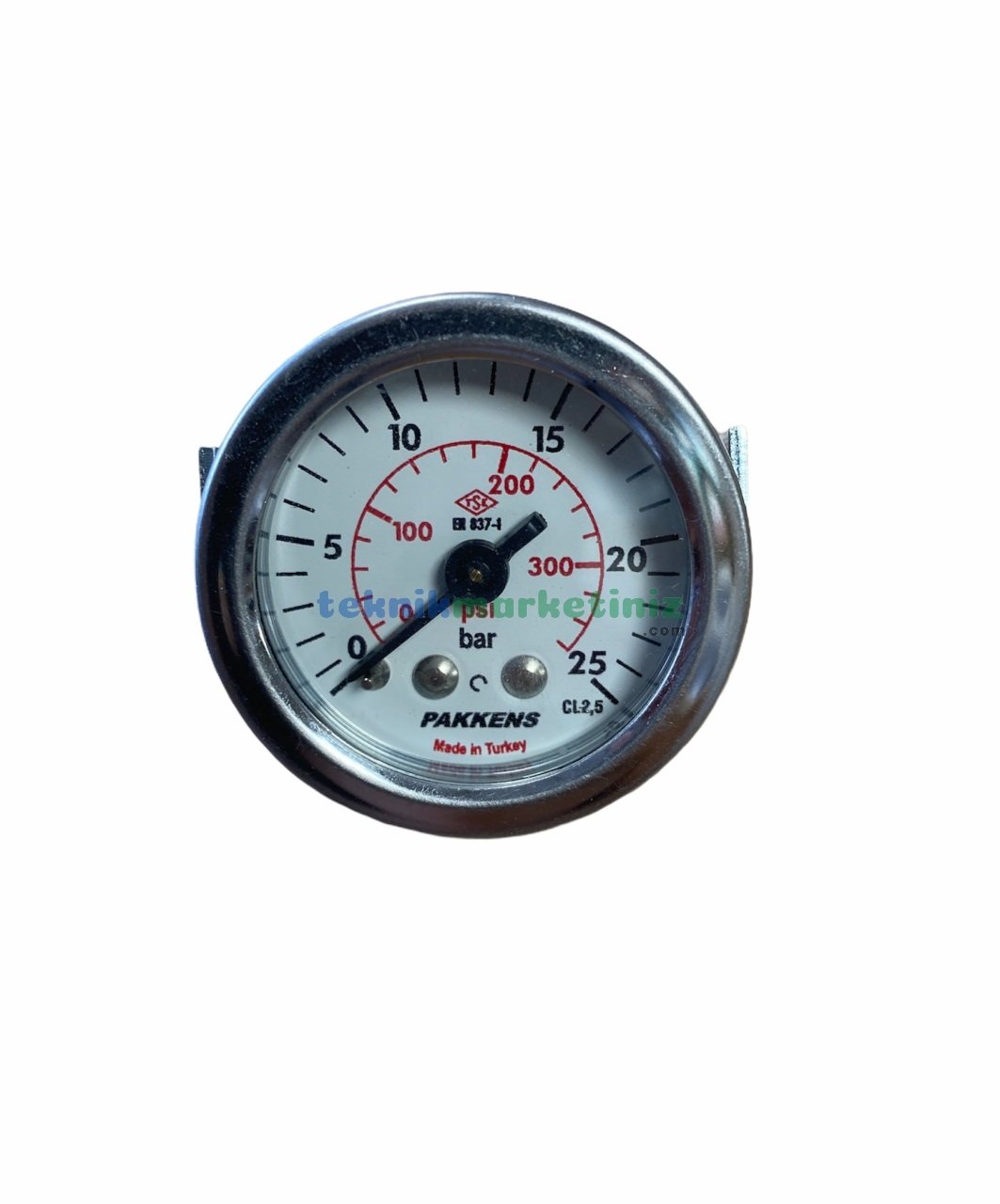 Ø40mm 0-25 Bar G1/8'' inç Panotip Arkadan Bağlantılı Genel Amaçlı Kurutip Manometre, Basınç Göstergesi CL2,5 PAKKENS