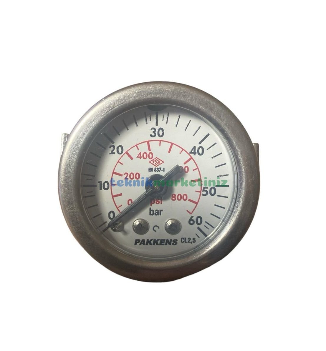 Ø40mm 0-60 Bar G1/8'' inç Panotip Arkadan Bağlantılı Genel Amaçlı Kurutip Manometre, Basınç Göstergesi CL2,5 PAKKENS