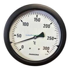 Ø160mm 0/+300°C Derece, Arkadan Çıkışlı G1/2'' Bi-Metal Sıcaklık Ölçer, Termometre, Paslanmaz Termovilli Mekanik Isı Gösterge Saati, EN 13190, CL2,0 PAKKENS, Dalma Boyu :