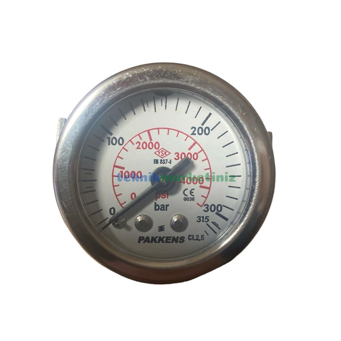 Ø40mm 0-315 Bar G1/8'' inç Panotip Arkadan Bağlantılı Genel Amaçlı Kurutip Manometre, Basınç Göstergesi CL2,5 PAKKENS