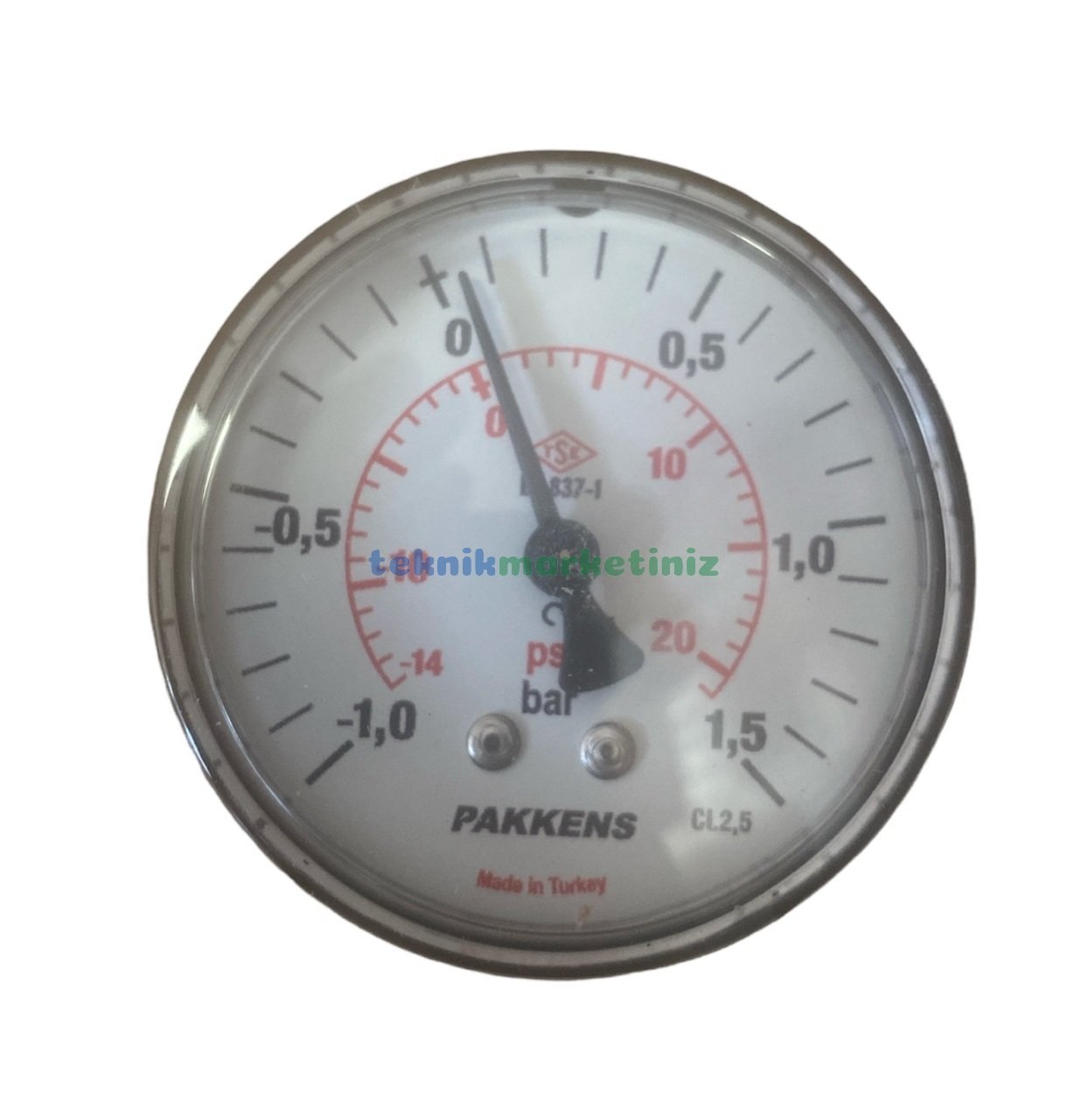 Ø63mm -1 / +1,5 Bar Arkadan Bağlantılı Kurutip G1/4'' ManoVakummetre, Vakum Göstergesi CL2,5 PAKKENS