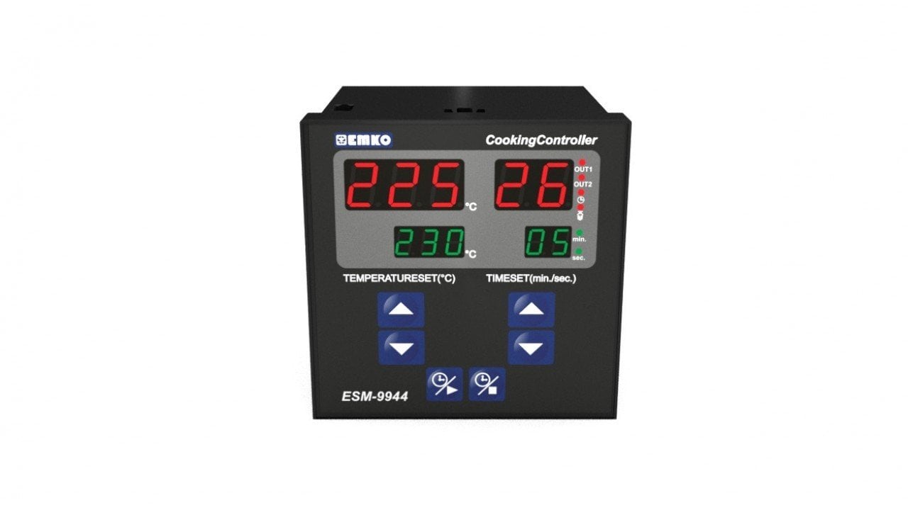 ESM-9944.5.10.0.1/01.00/1.0.0.0 Pişirme Kontrolörü 230Vac beslemeli, K, NiCr-Ni, 0...999 °C girişli, 2x röle çıkışlı