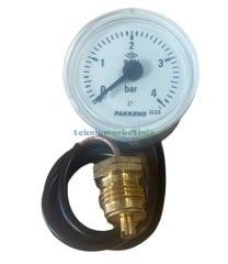 Ø40mm 0/4 Bar Panotip 1 Metre Kapiler Borulu Pvc Kablolu G1/4'' Manometre, Basınç Ölçer, Kombi vb. Manometresi PAKKENS