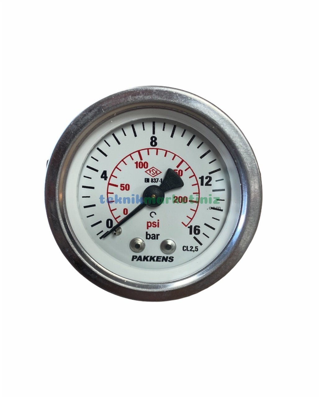 Ø50mm 0-16 Bar Panotip Arkadan Bağlantılı Genel Amaçlı Kurutip Manometre, Basınç Göstergesi CL2,5 PAKKENS