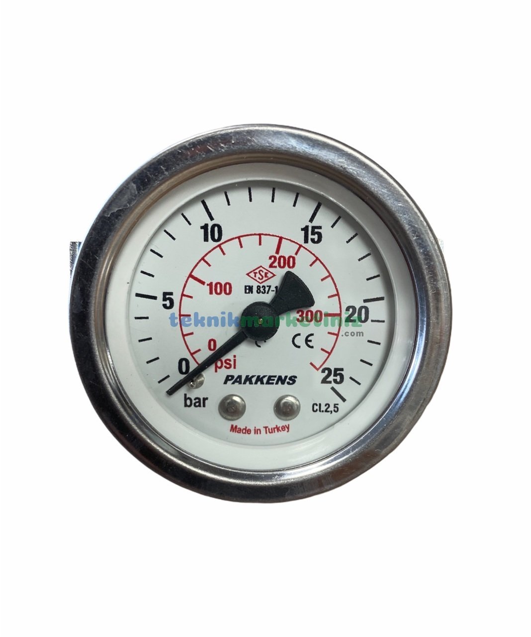 Ø50mm 0-25 Bar Panotip Arkadan Bağlantılı Genel Amaçlı Kurutip Manometre, Basınç Göstergesi CL2,5 PAKKENS