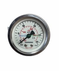 Ø50mm 0-25 Bar Panotip Arkadan Bağlantılı Genel Amaçlı Kurutip Manometre, Basınç Göstergesi CL2,5 PAKKENS