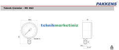 Ø63mm 0/1000 Milibar Alttan Bağlantılı Kurutip Kapsül Diyaframlı Basınç Ölçer, Milibar Manometre G1/4'' CL1,6 PAKKENS