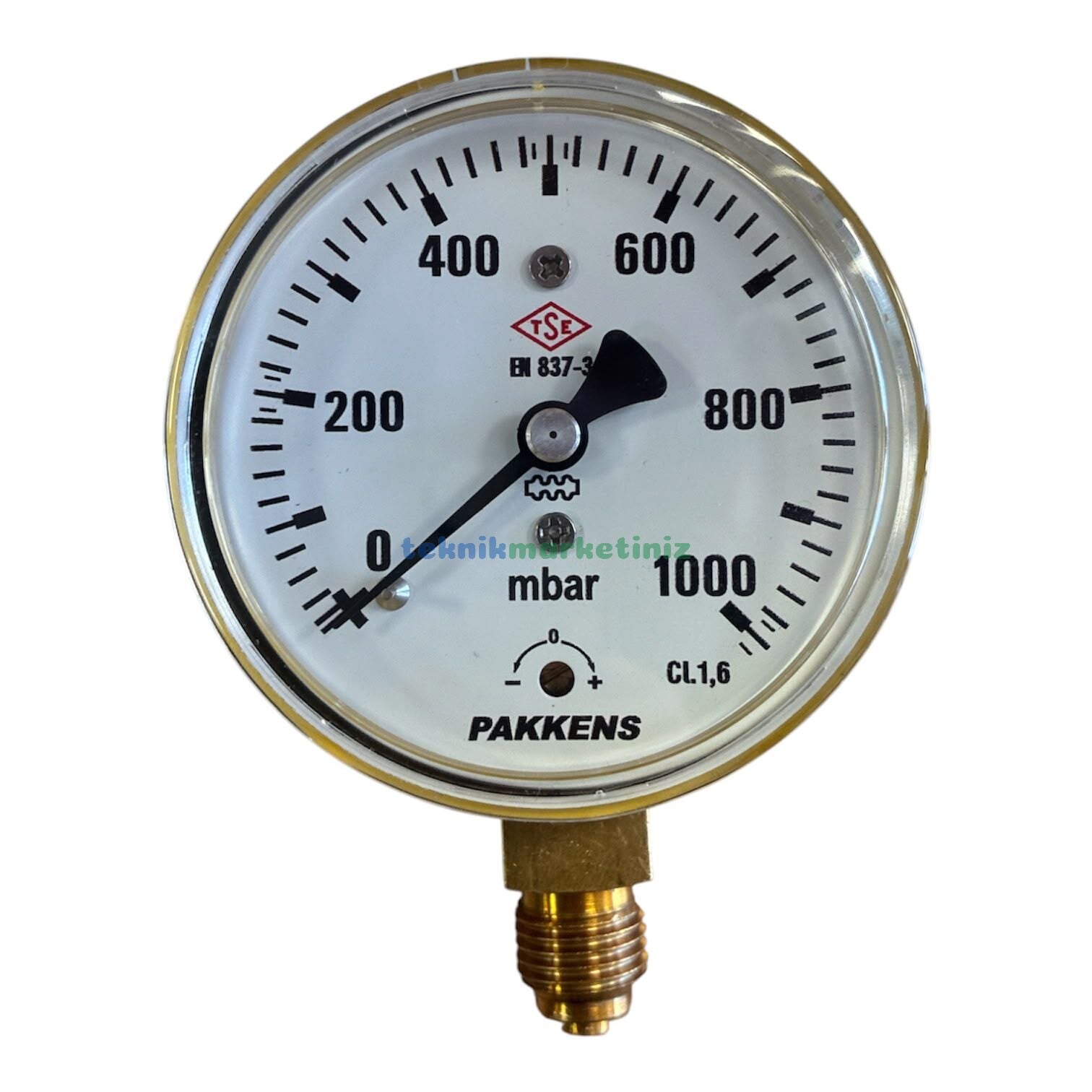 Ø63mm 0/1000 Milibar Alttan Bağlantılı Kurutip Kapsül Diyaframlı Basınç Ölçer, Milibar Manometre G1/4'' CL1,6 PAKKENS