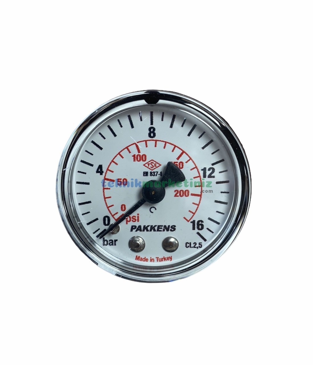 Ø50mm 0-16 Bar Arkadan Bağlantılı Genel Amaçlı Kurutip Manometre, Basınç Göstergesi CL2,5 PAKKENS