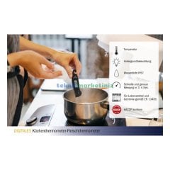 Dijital IP67 Su Geçirmez, Katlanabilir Paslanmaz Saplama Problu, Cep Tipi Termometre -50/+300 C°, Mutfak, Et, BBQ, Mangal, Gıda, Yemek Termometresi TFA Dostmann 30.1061.01 TM832.1137.01