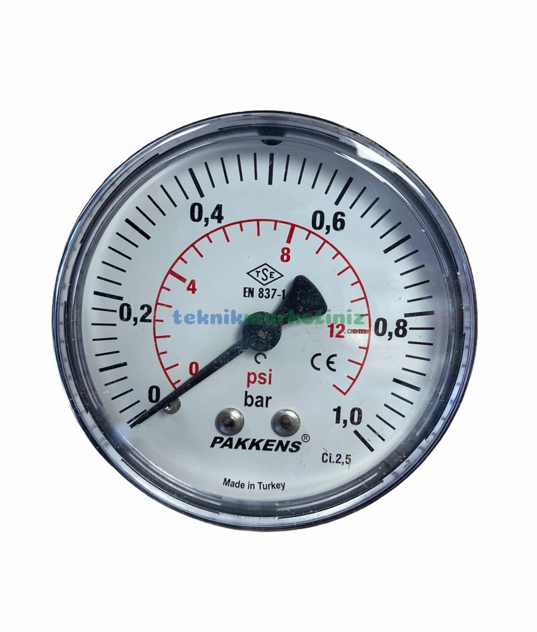 Ø63mm 0-1 Bar Arkadan Bağlantılı G1/4'' inç Genel Amaçlı Kurutip Manometre, Basınç Göstergesi CL2,5 PAKKENS