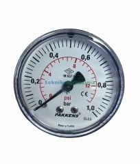 Ø63mm 0-1 Bar Arkadan Bağlantılı G1/4'' inç Genel Amaçlı Kurutip Manometre, Basınç Göstergesi CL2,5 PAKKENS